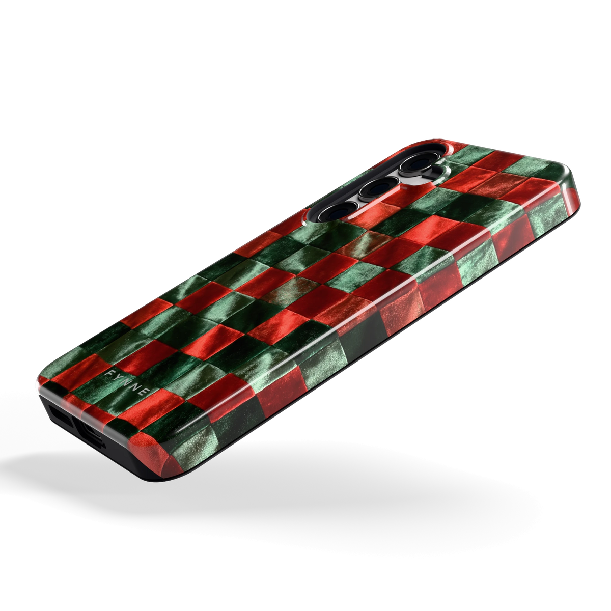 Patchwork met fluweellook hoesje voor Galaxy S24, schuin