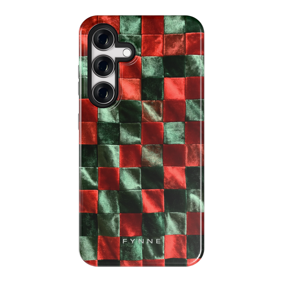 Patchwork met fluweellook hoesje voor Galaxy S24, achterkant