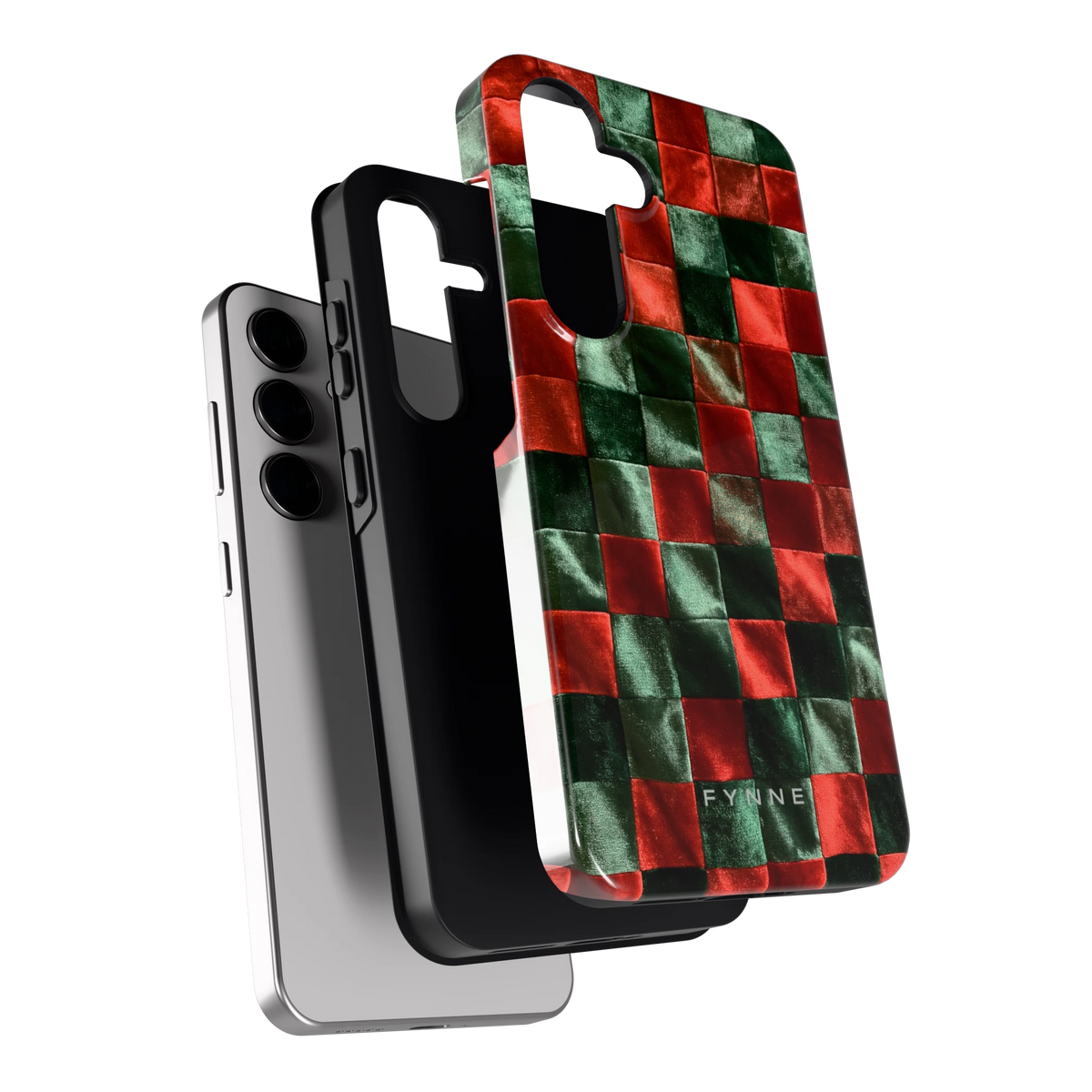 Patchwork met fluweellook hoesje voor Galaxy S24, los van de telefoon