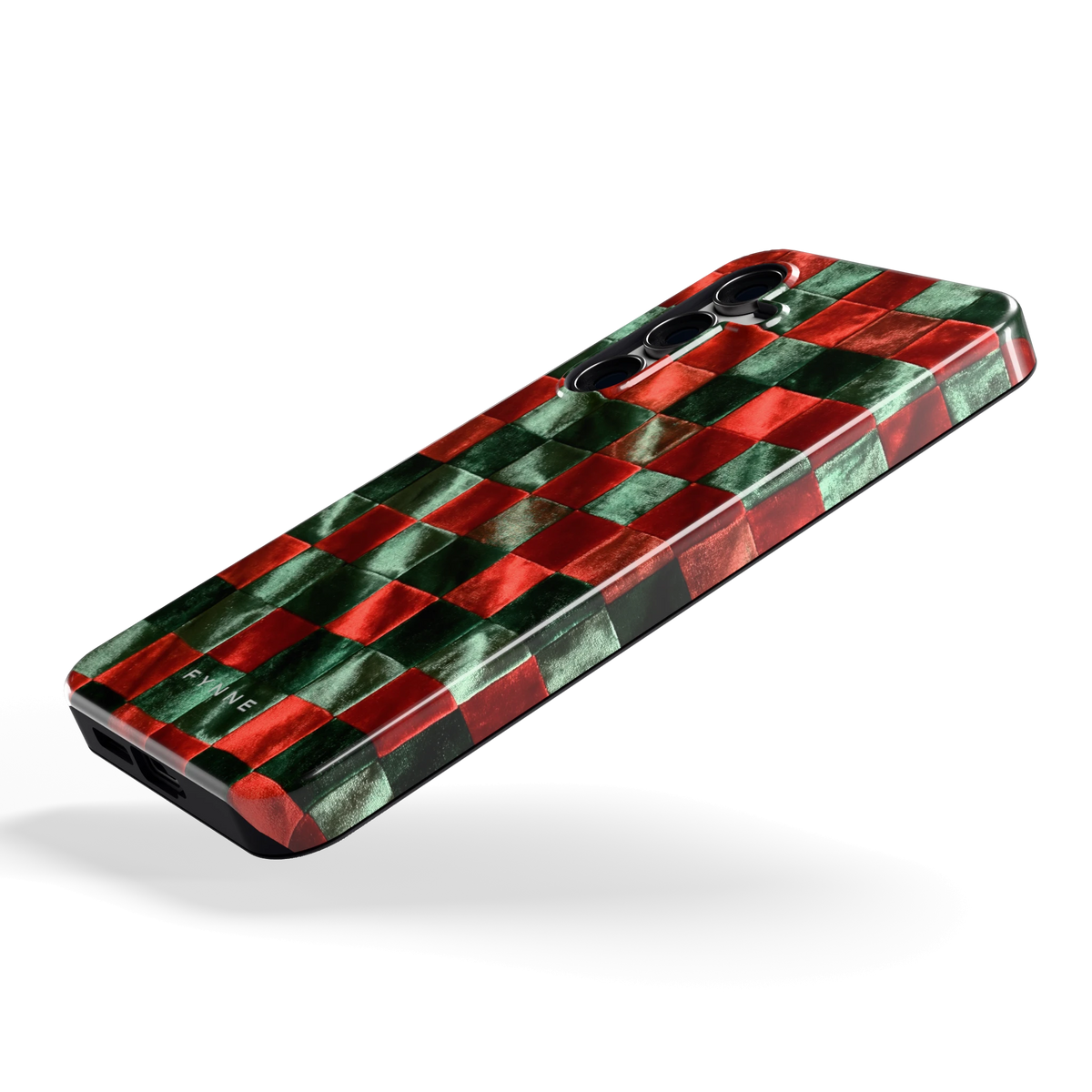 Patchwork met fluweellook hoesje voor Galaxy S24 FE, schuin