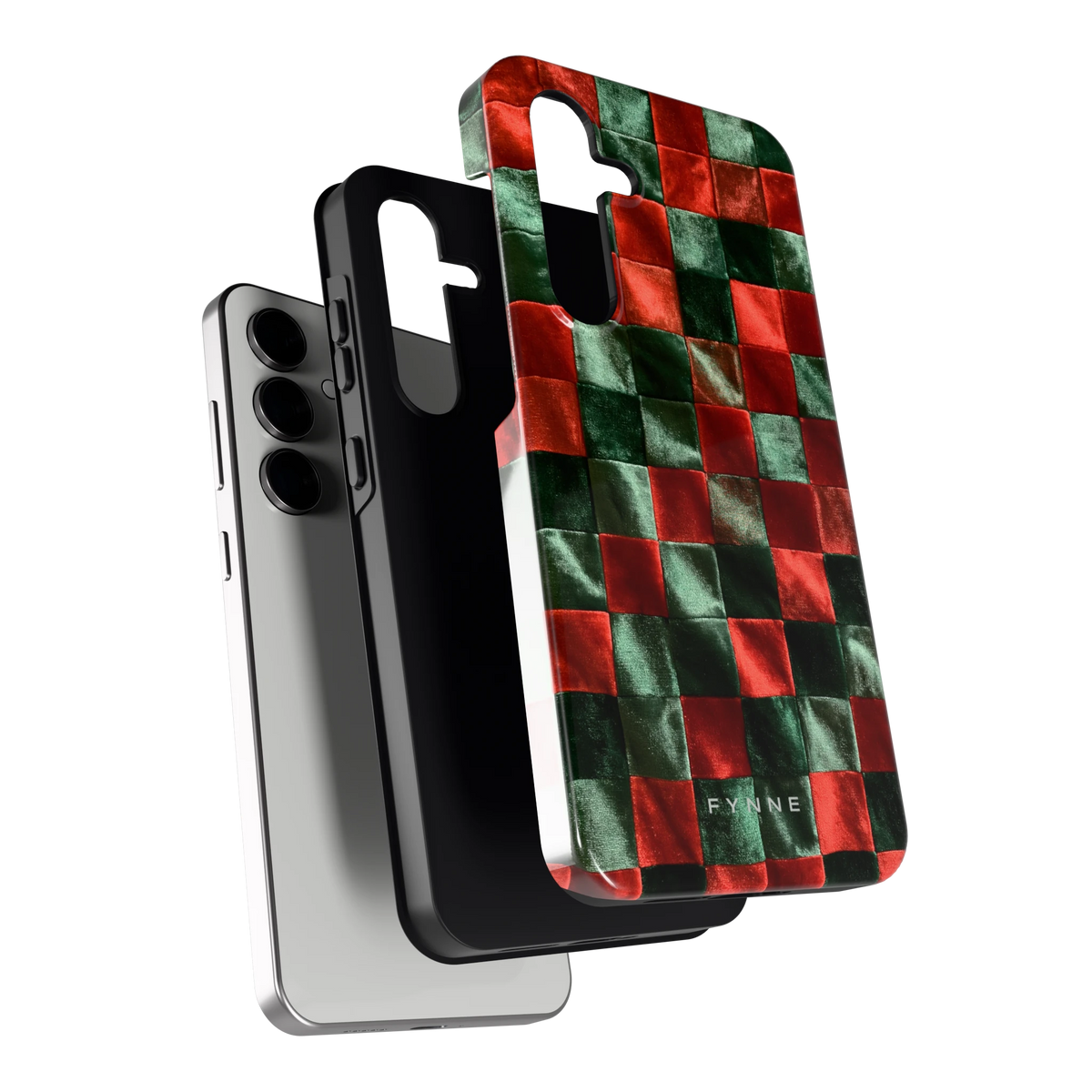 Patchwork met fluweellook hoesje voor Galaxy S24 FE, los van de telefoon