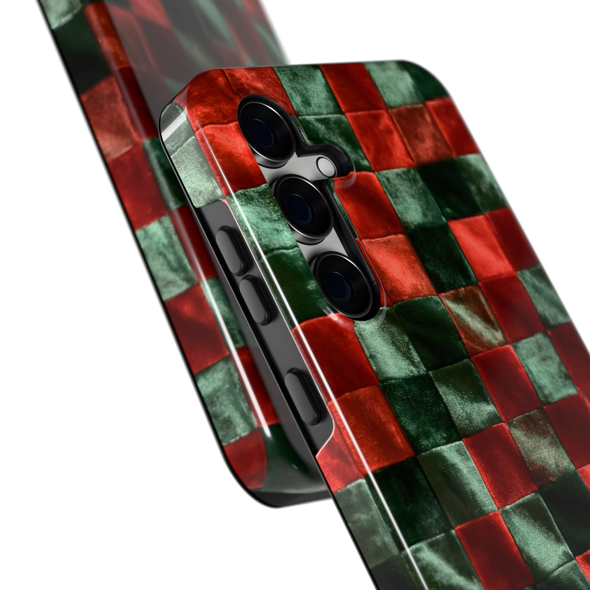 Patchwork met fluweellook hoesje voor Galaxy S24 FE, close-up