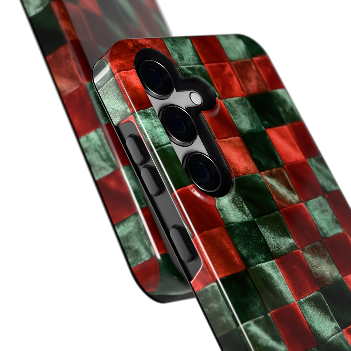 Patchwork met fluweellook hoesje voor Galaxy S24, close-up