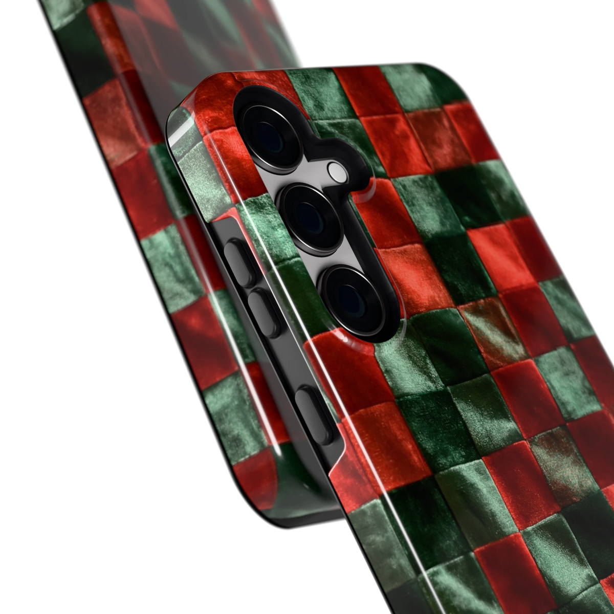 Patchwork met fluweellook hoesje voor Galaxy S24+, close-up
