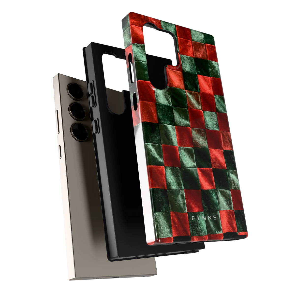 Patchwork met fluweellook hoesje voor Galaxy S24 Ultra, los van de telefoon