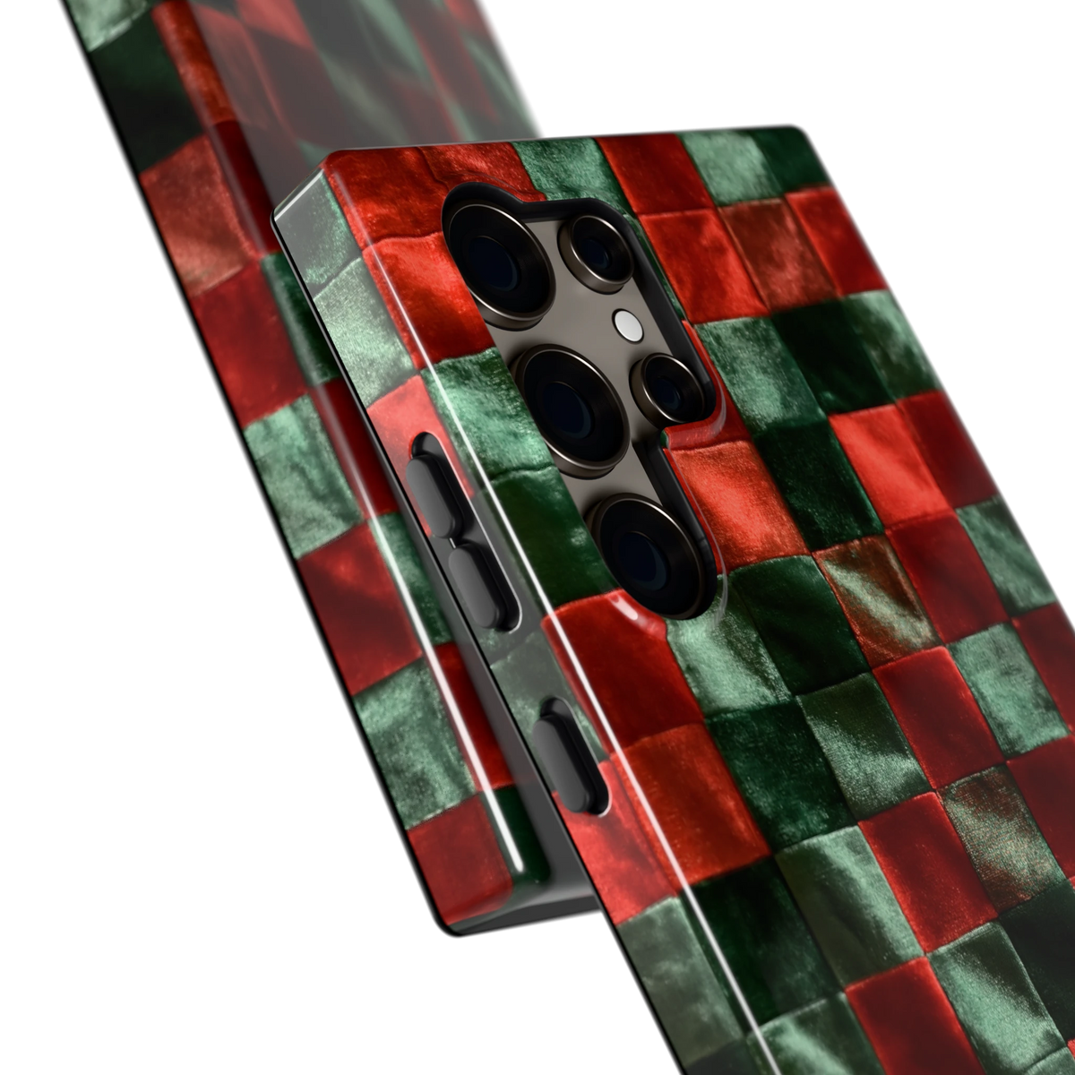 Patchwork met fluweellook hoesje voor Galaxy S24 Ultra, close-up