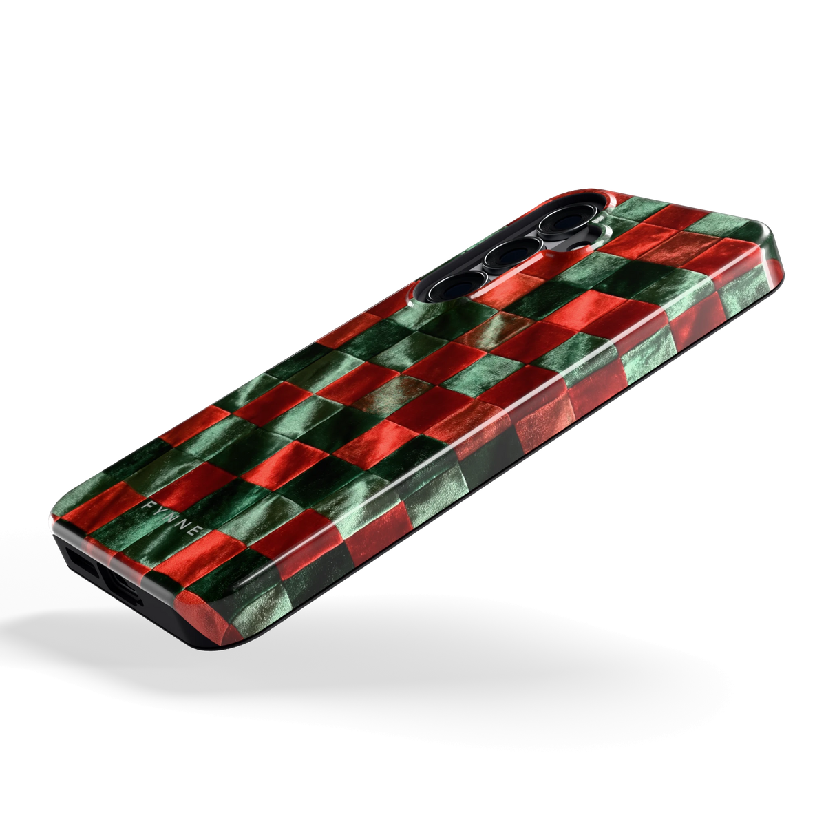 Patchwork met fluweellook hoesje voor Galaxy S25, schuin