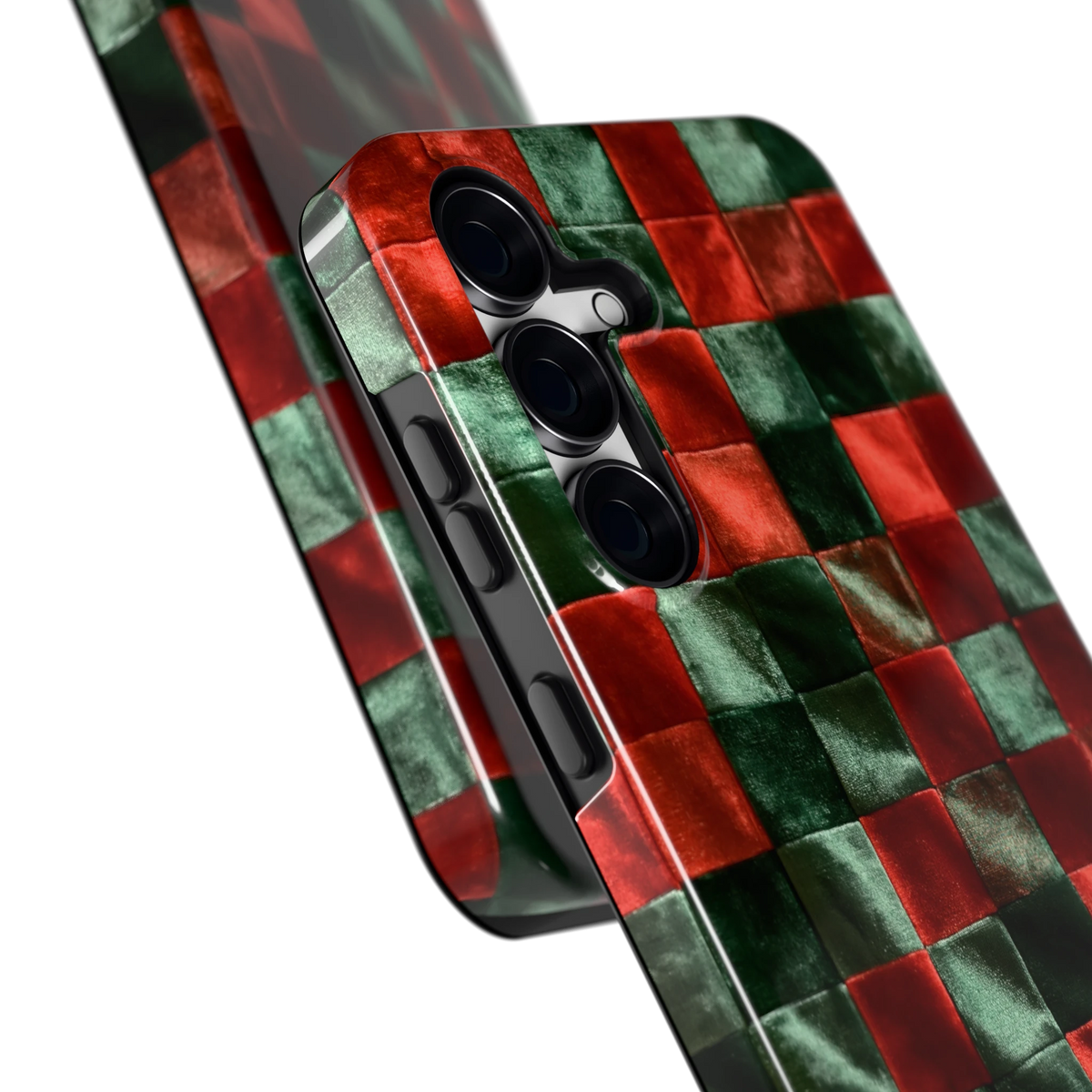 Patchwork met fluweellook hoesje voor Galaxy S25 FE, close-up
