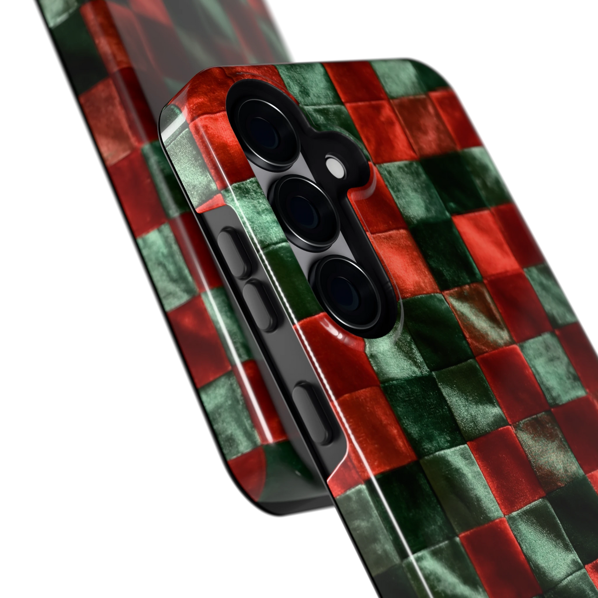 Patchwork met fluweellook hoesje voor Galaxy S25, close-up