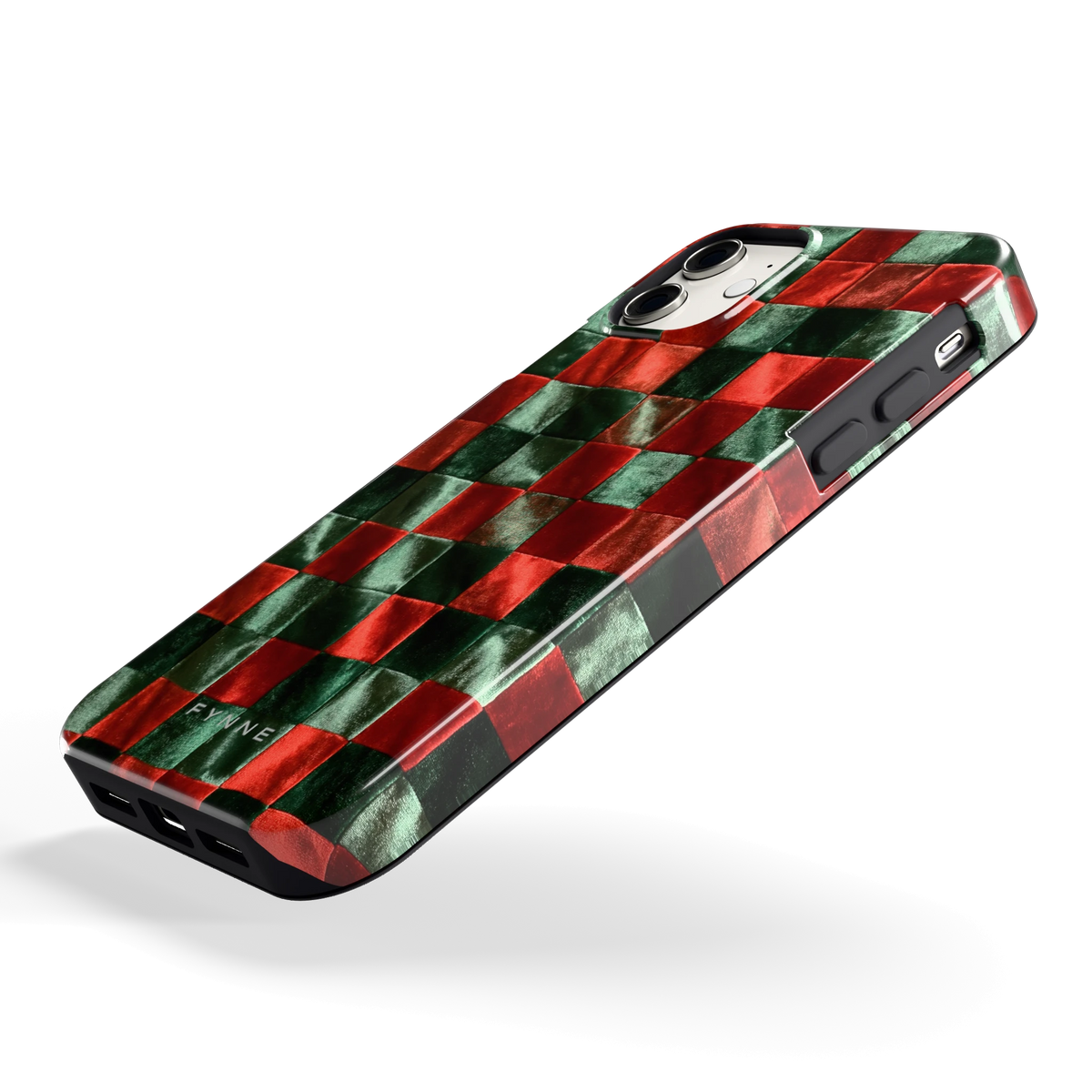 Patchwork met fluweellook hoesje voor iPhone 11, schuin