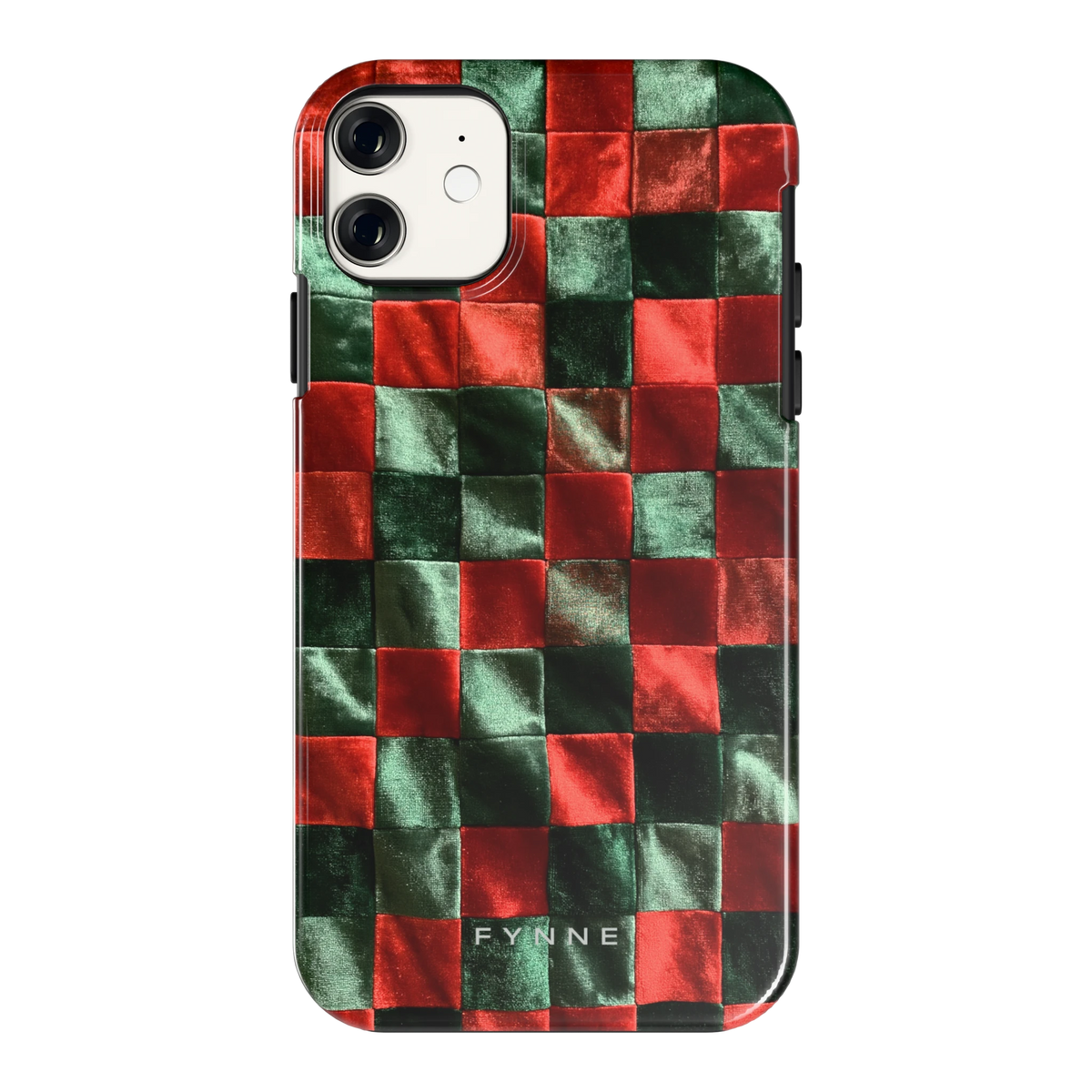 Patchwork met fluweellook hoesje voor iPhone 11, achterkant
