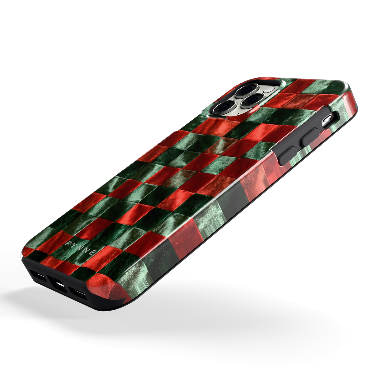 Patchwork met fluweellook hoesje voor iPhone 11 Pro, schuin