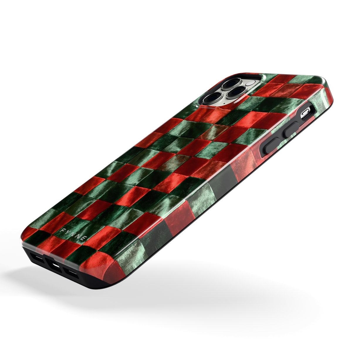 Patchwork met fluweellook hoesje voor iPhone 11 Pro Max, schuin