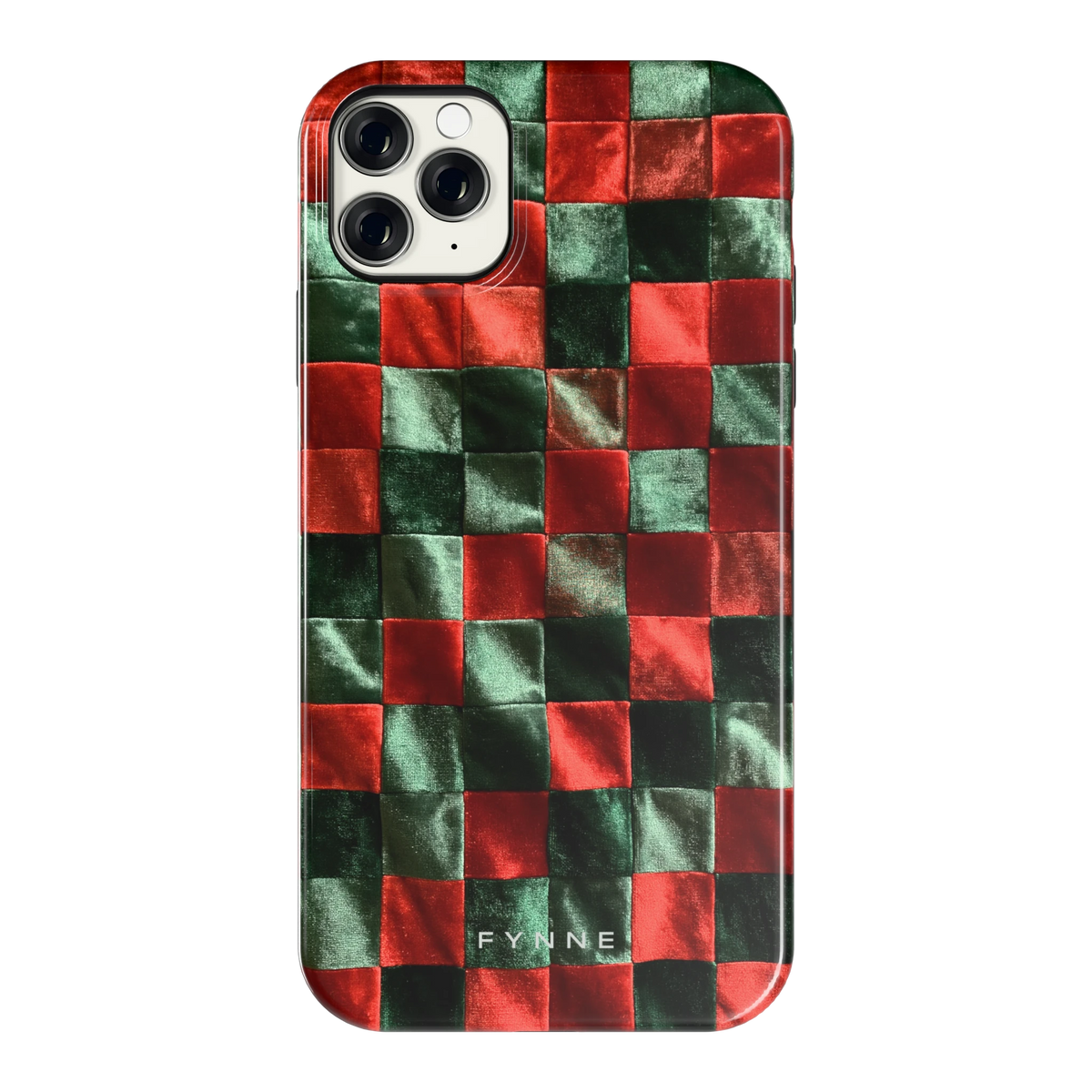Patchwork met fluweellook hoesje voor iPhone 11 Pro Max, achterkant