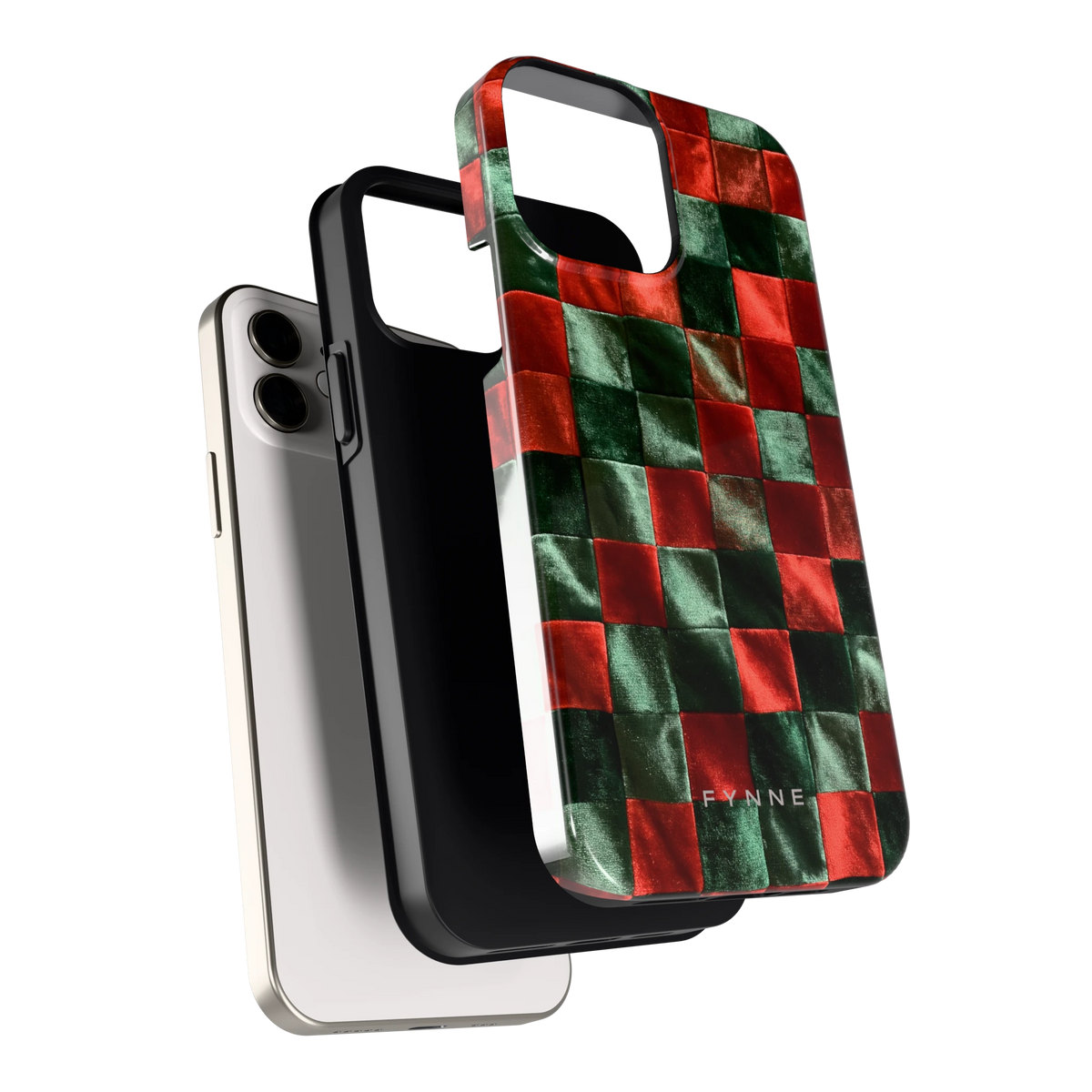 Patchwork met fluweellook hoesje voor iPhone 12, los van de telefoon