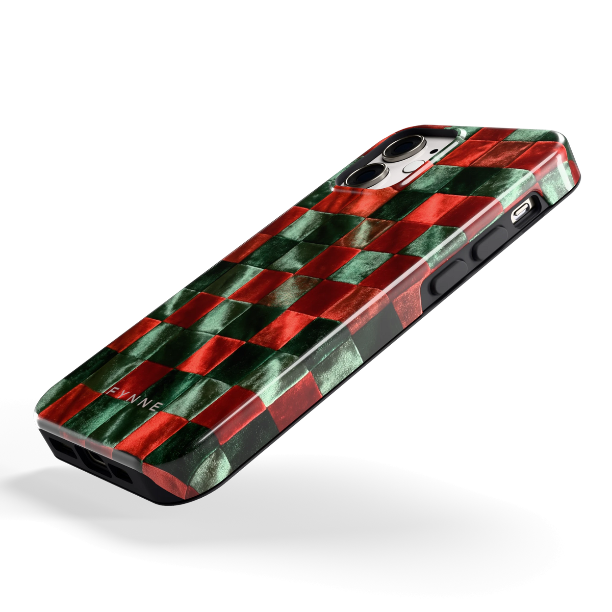 Patchwork met fluweellook hoesje voor iPhone 12 mini, schuin