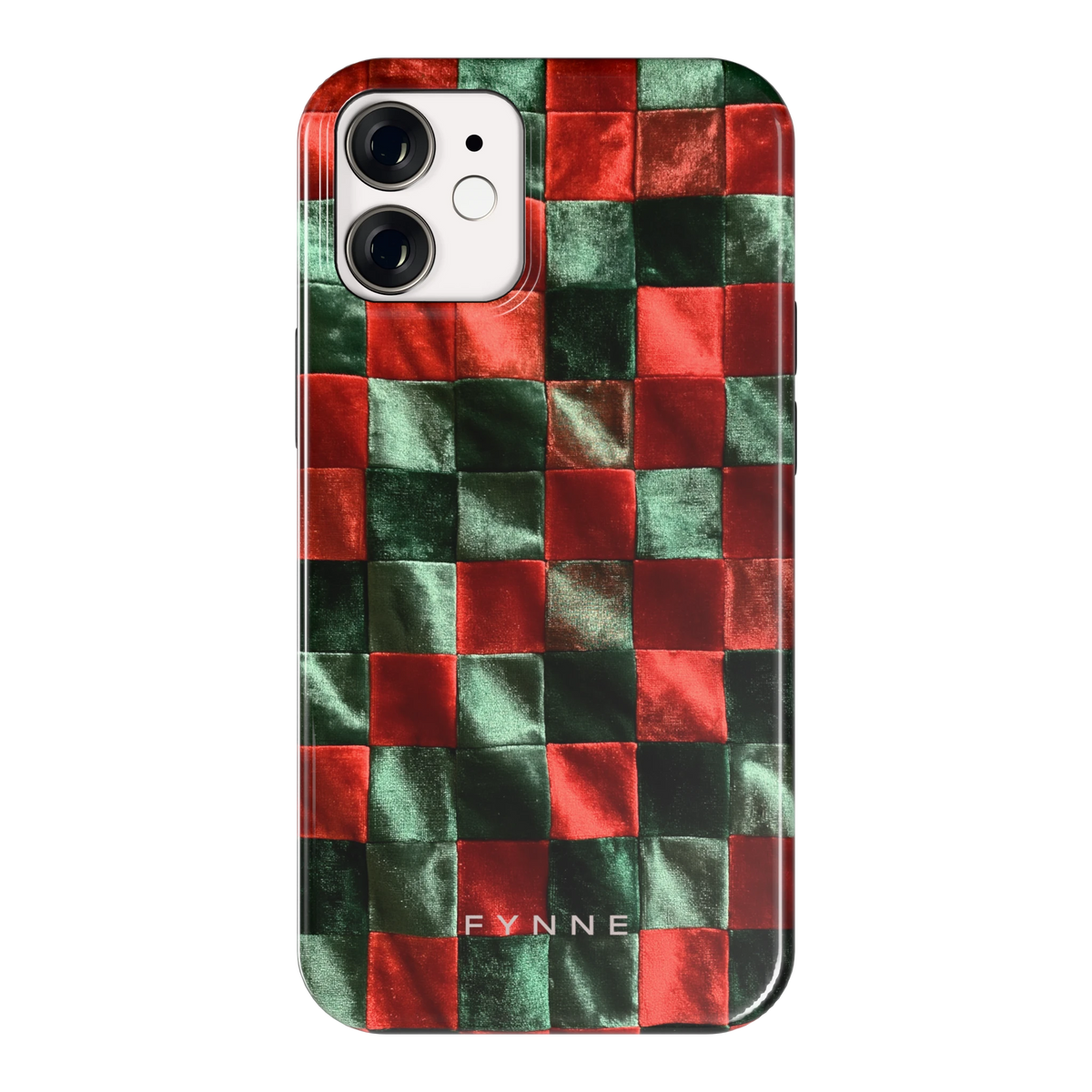 Patchwork met fluweellook hoesje voor iPhone 12 mini, achterkant
