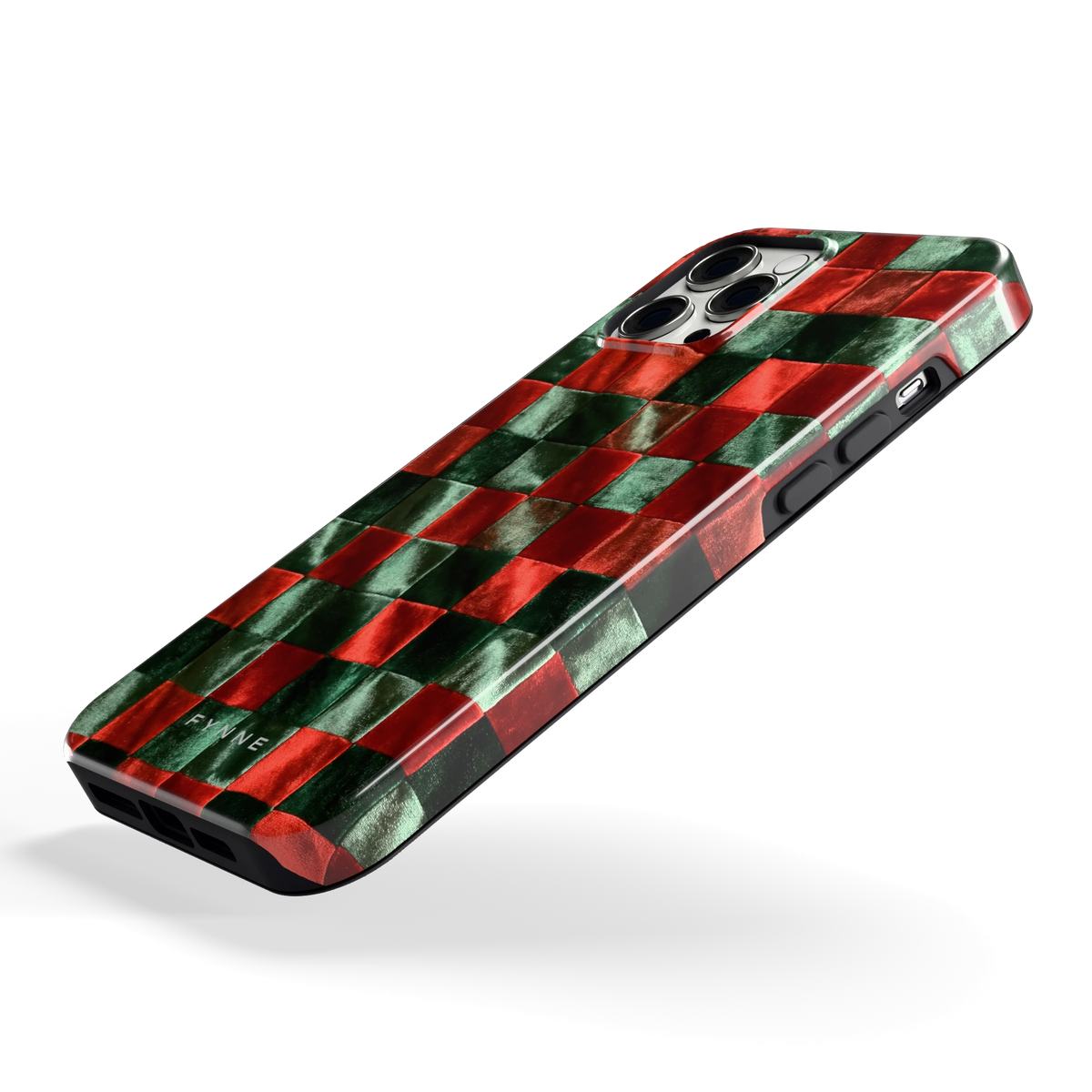 Patchwork met fluweellook hoesje voor iPhone 12 Pro Max, schuin
