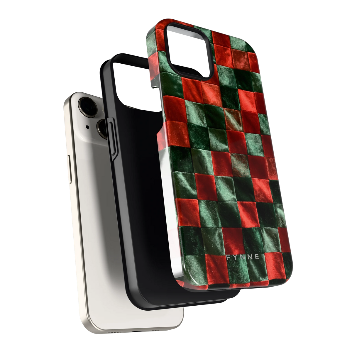Patchwork met fluweellook hoesje voor iPhone 13, los van de telefoon