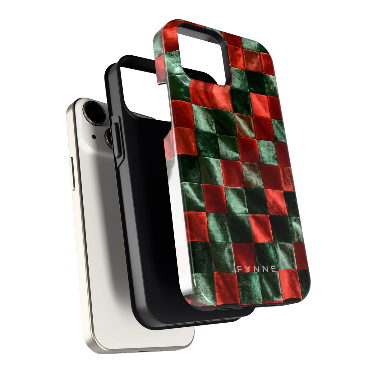 Patchwork met fluweellook hoesje voor iPhone 13 mini, los van de telefoon