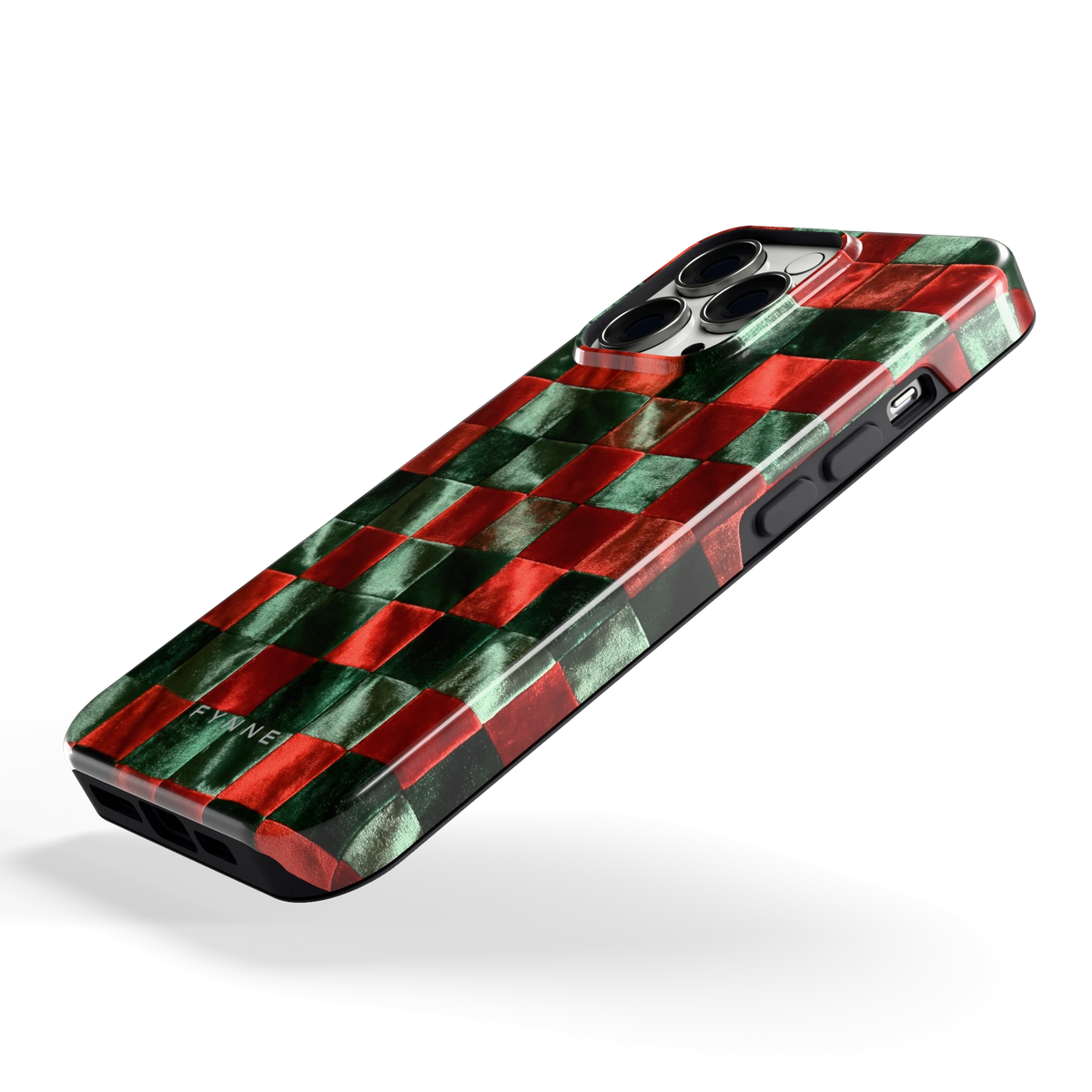 Patchwork met fluweellook hoesje voor iPhone 13 Pro, schuin
