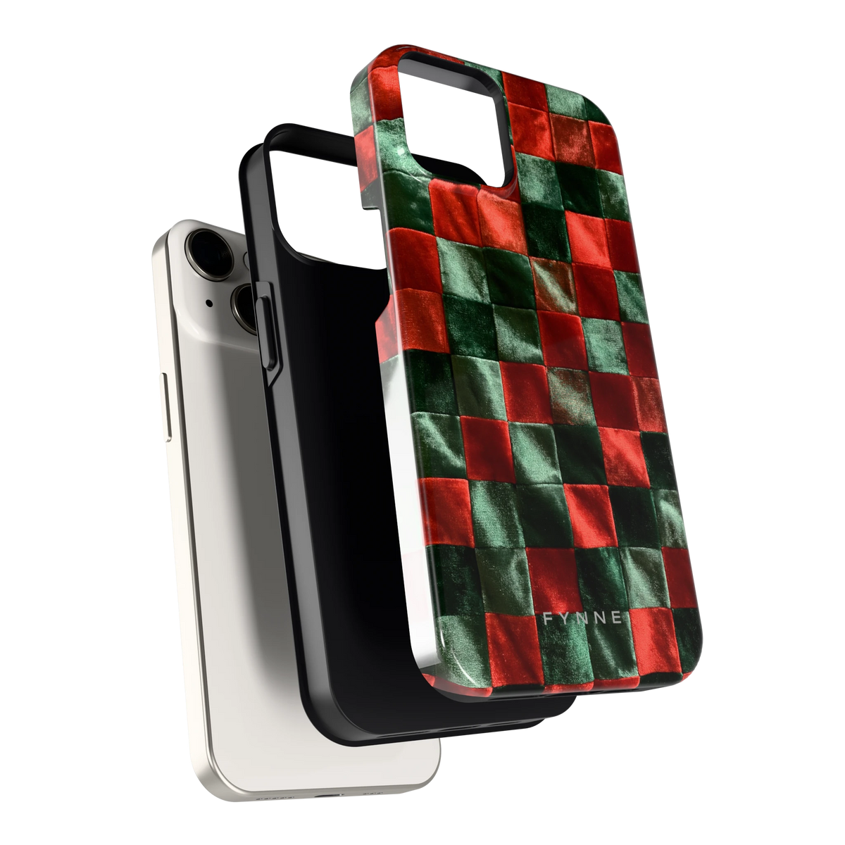 Patchwork met fluweellook hoesje voor iPhone 14, los van de telefoon