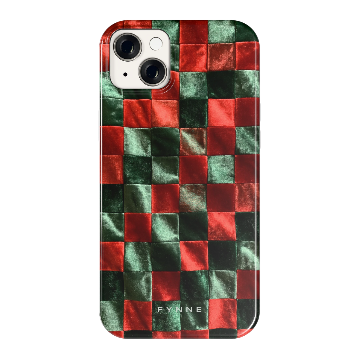 Patchwork met fluweellook hoesje voor iPhone 14 Plus, achterkant