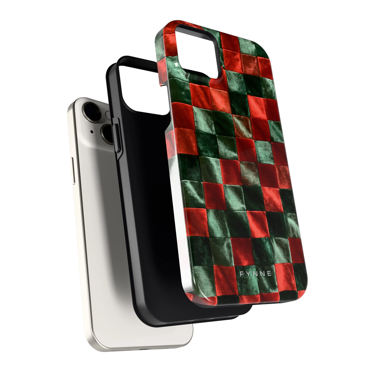Patchwork met fluweellook hoesje voor iPhone 14 Plus, los van de telefoon
