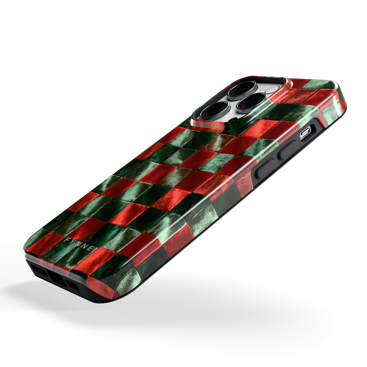 Patchwork met fluweellook hoesje voor iPhone 14 Pro, schuin