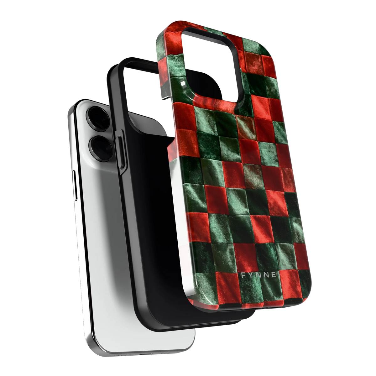 Patchwork met fluweellook hoesje voor iPhone 14 Pro, los van de telefoon
