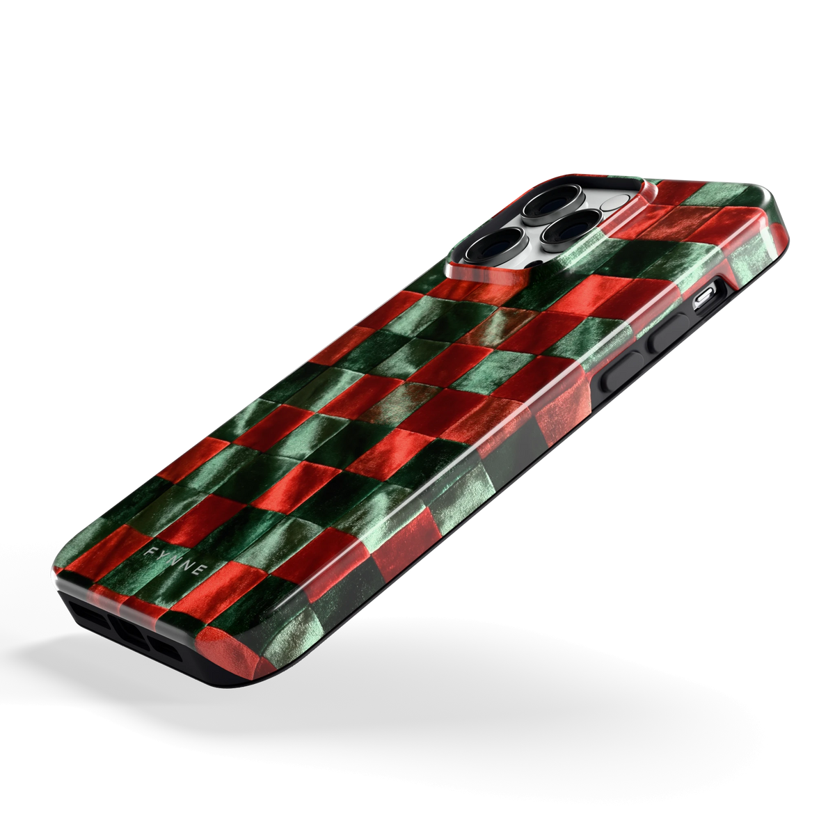 Patchwork met fluweellook hoesje voor iPhone 14 Pro Max, schuin