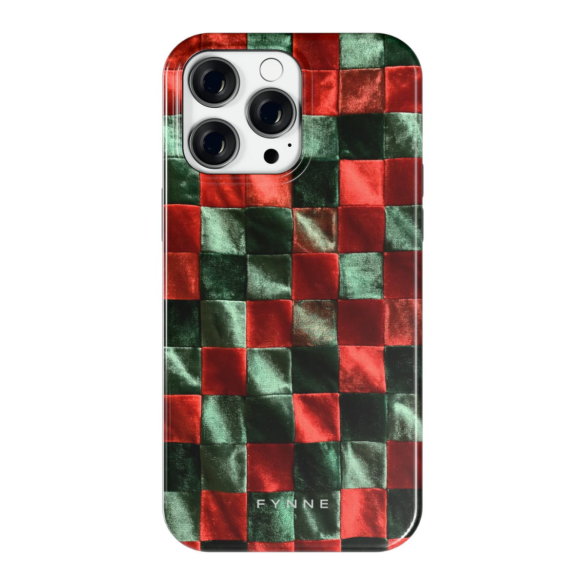 Patchwork met fluweellook hoesje voor iPhone 14 Pro Max, achterkant