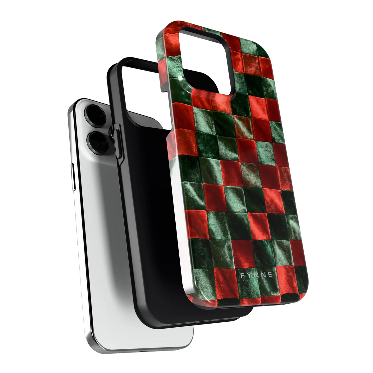 Patchwork met fluweellook hoesje voor iPhone 14 Pro Max, los van de telefoon