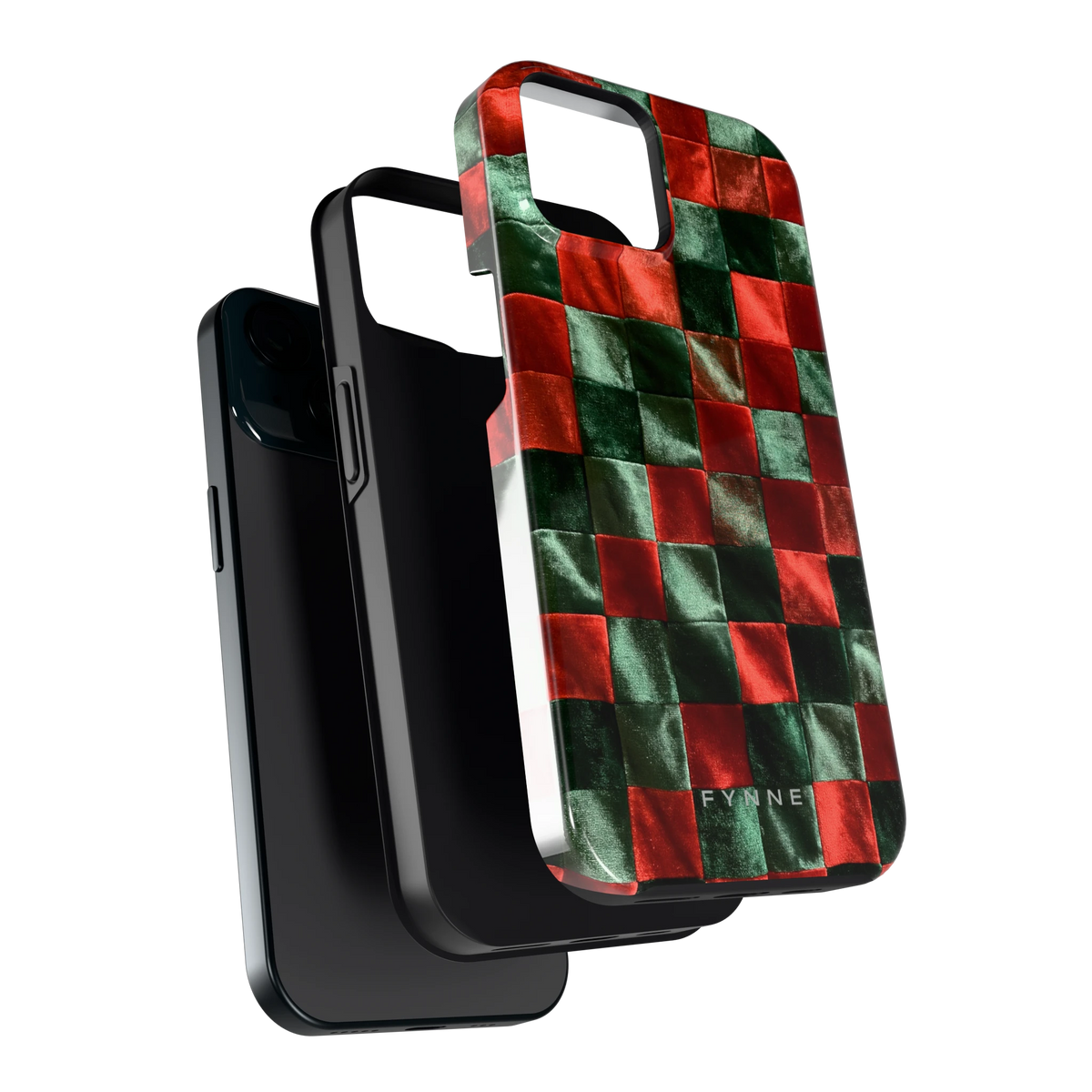 Patchwork met fluweellook hoesje voor iPhone 15, los van de telefoon