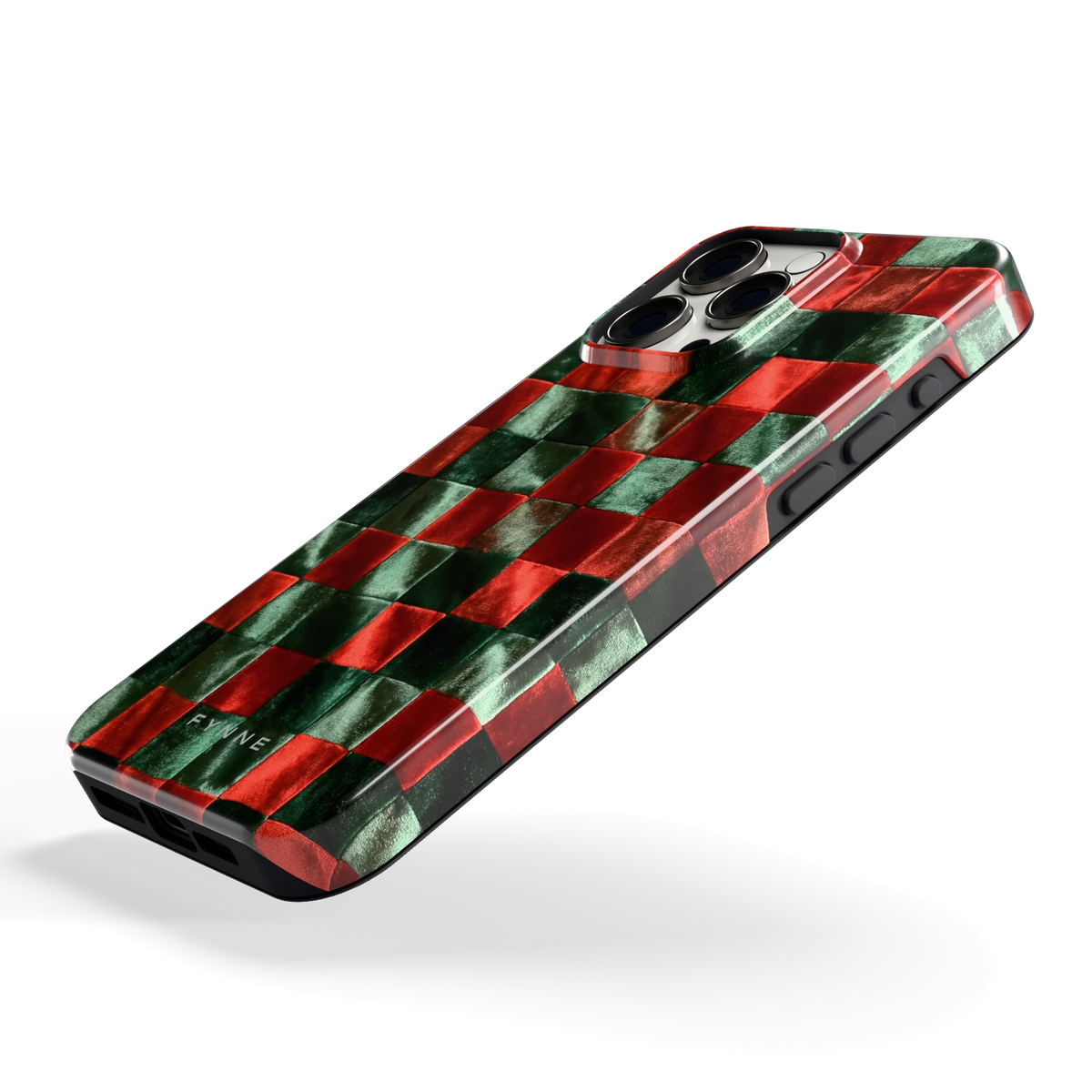 Patchwork met fluweellook hoesje voor iPhone 15 Pro Max, schuin