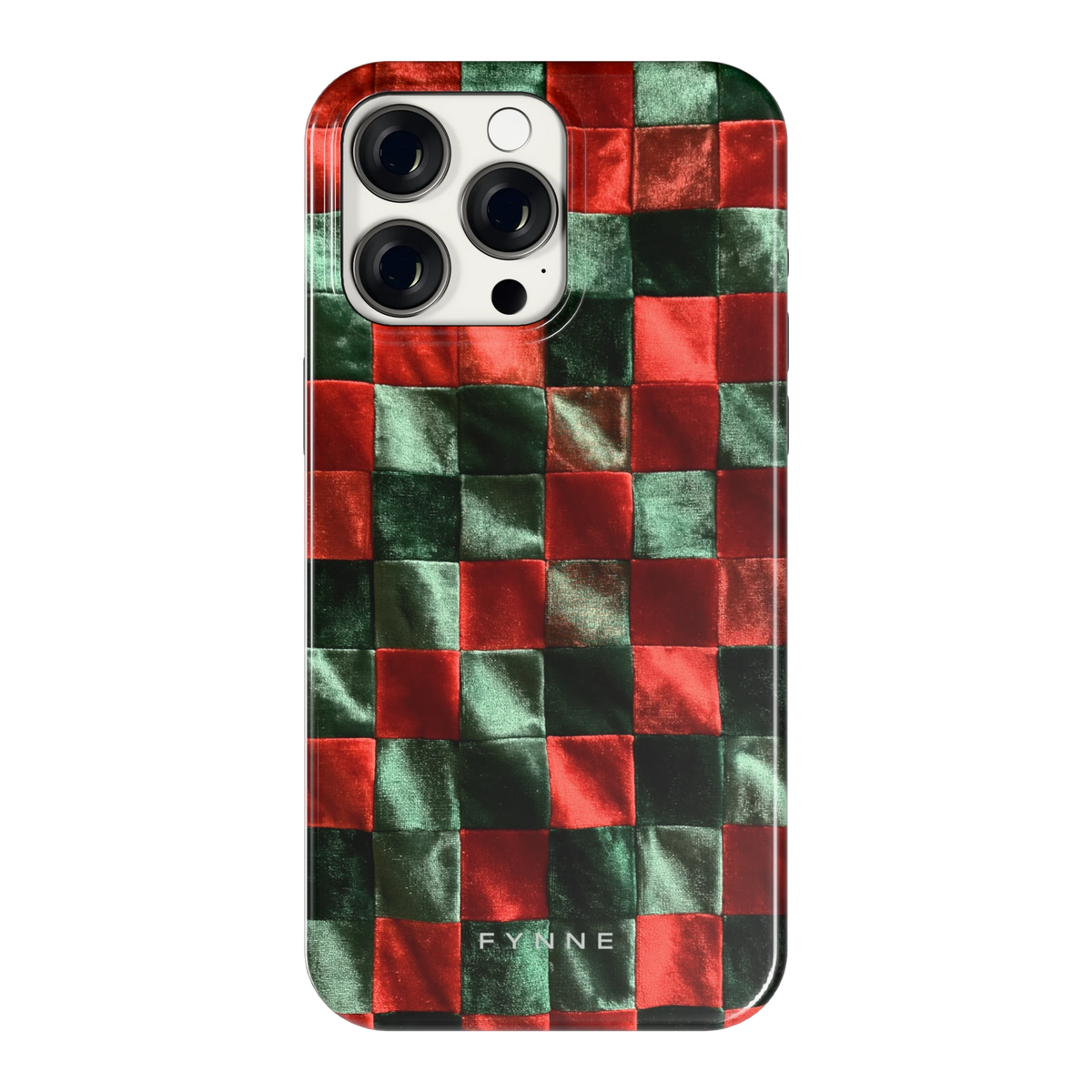 Patchwork met fluweellook hoesje voor iPhone 15 Pro Max, achterkant