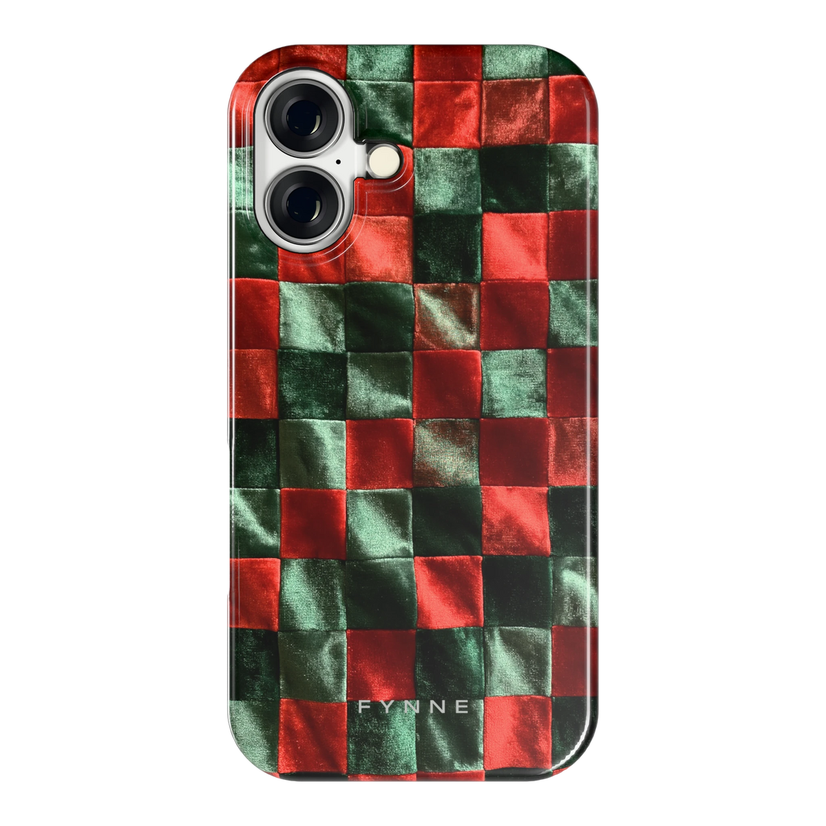 Patchwork met fluweellook hoesje voor iPhone 16, achterkant