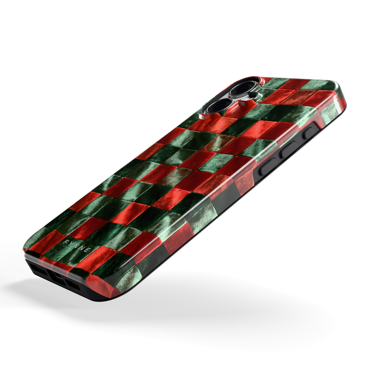 Patchwork met fluweellook hoesje voor iPhone 16 Plus, schuin