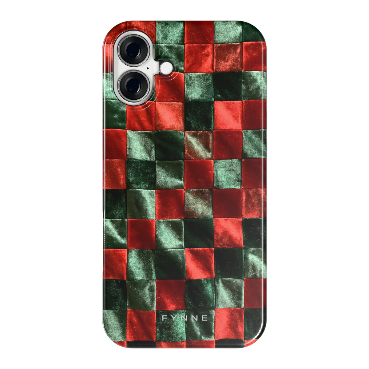 Patchwork met fluweellook hoesje voor iPhone 16 Plus, achterkant