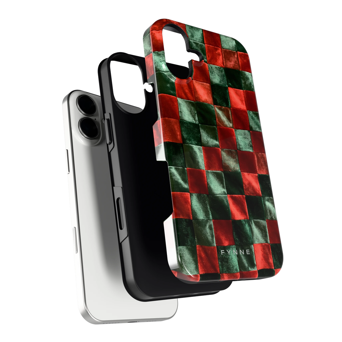 Patchwork met fluweellook hoesje voor iPhone 16 Plus, los van de telefoon
