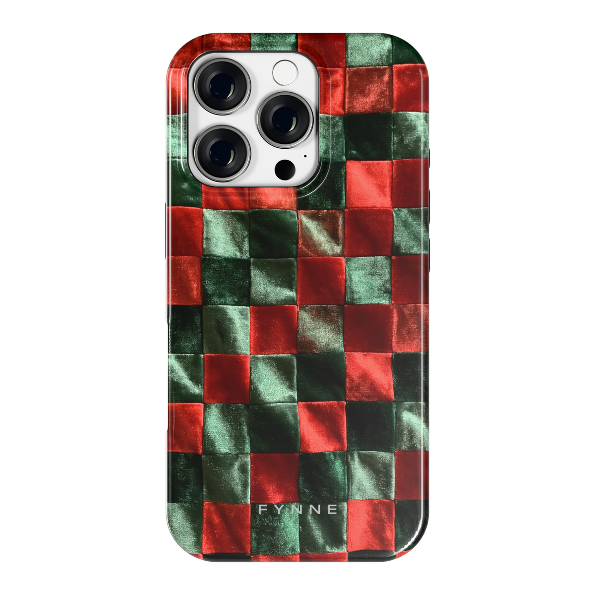 Patchwork met fluweellook hoesje voor iPhone 16 Pro, achterkant