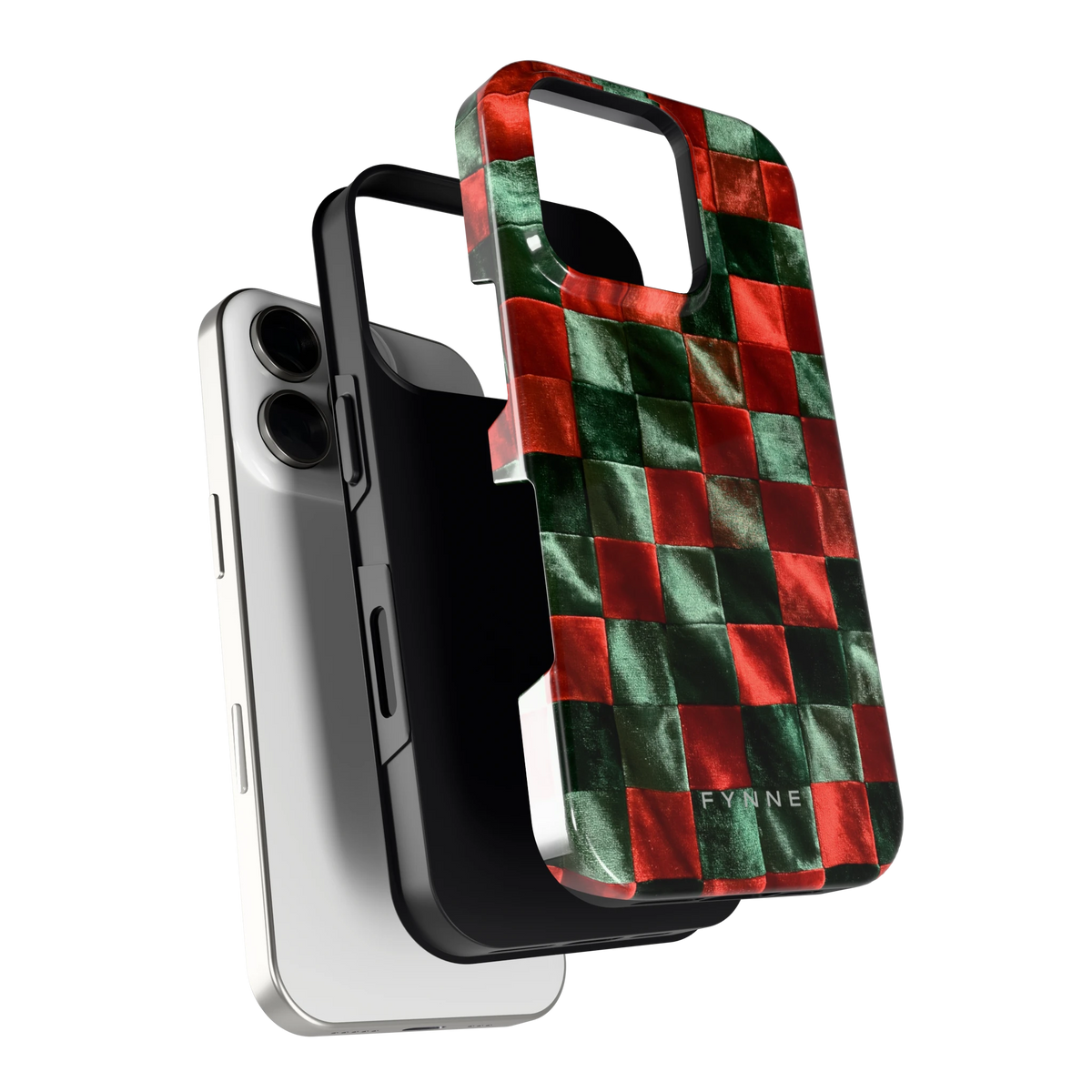 Patchwork met fluweellook hoesje voor iPhone 16 Pro, los van de telefoon