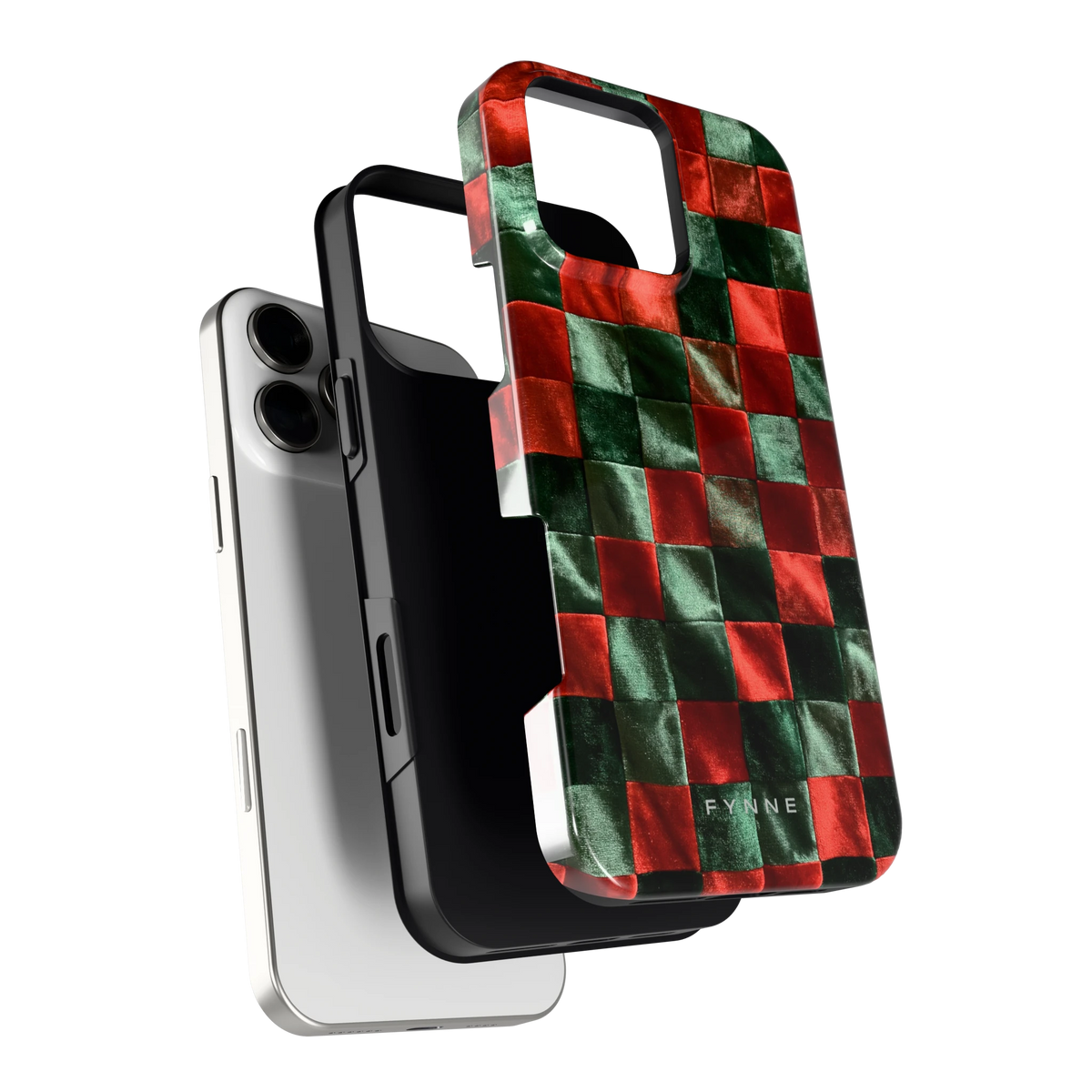 Patchwork met fluweellook hoesje voor iPhone 16 Pro Max, los van de telefoon