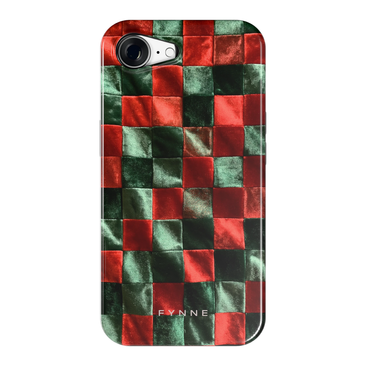 Patchwork met fluweellook hoesje voor iPhone 16e, achterkant