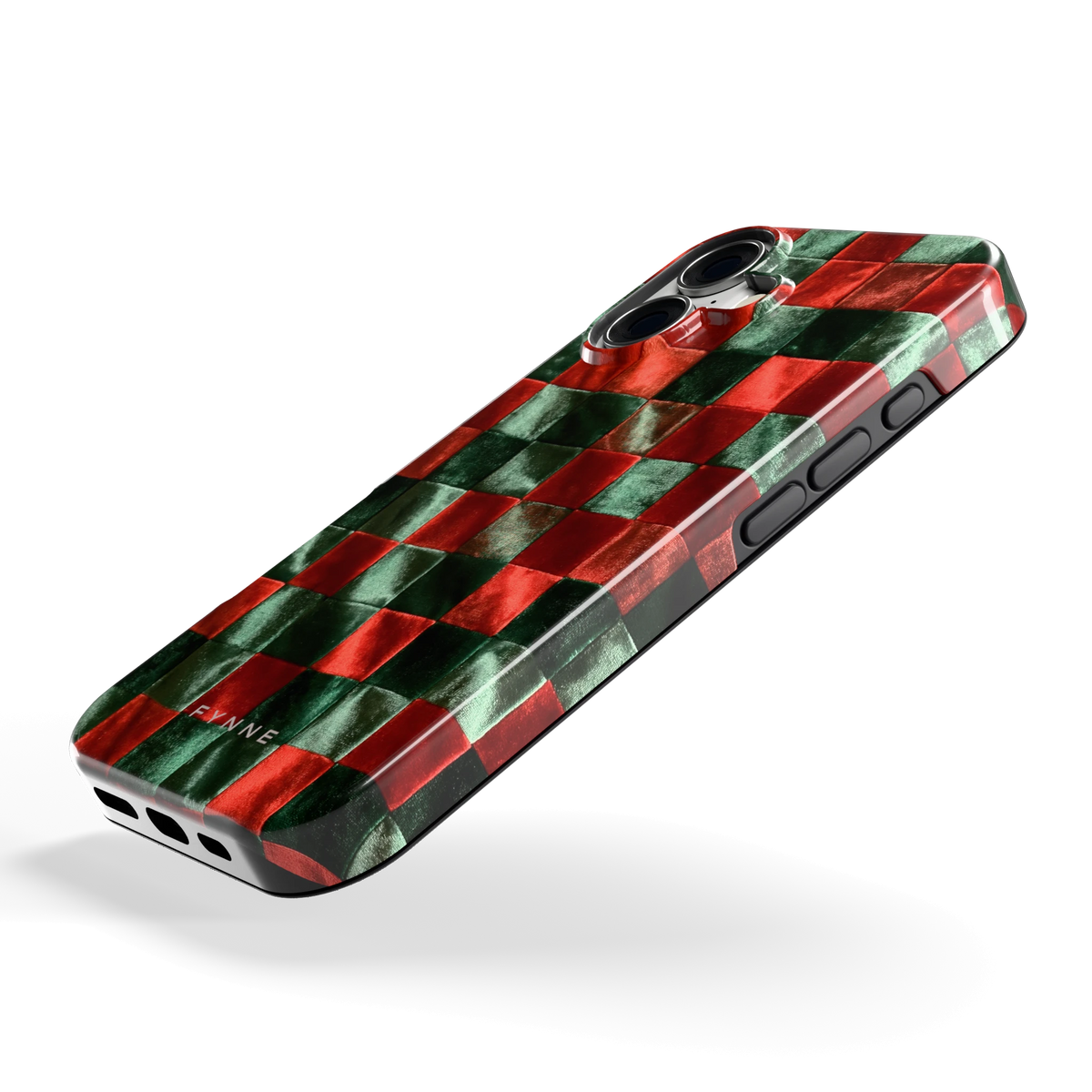 Patchwork met fluweellook hoesje voor iPhone 17, schuin