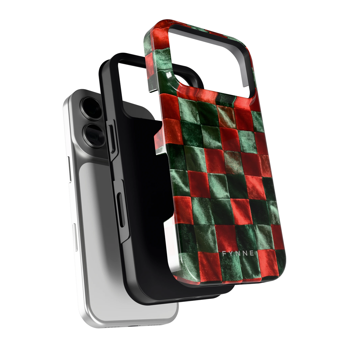 Patchwork met fluweellook hoesje voor iPhone 18 Pro, los van de telefoon