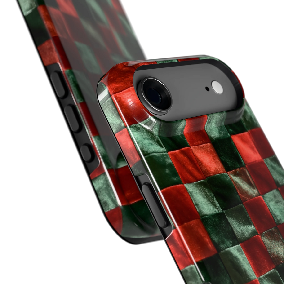 Patchwork met fluweellook hoesje voor iPhone Air, close-up