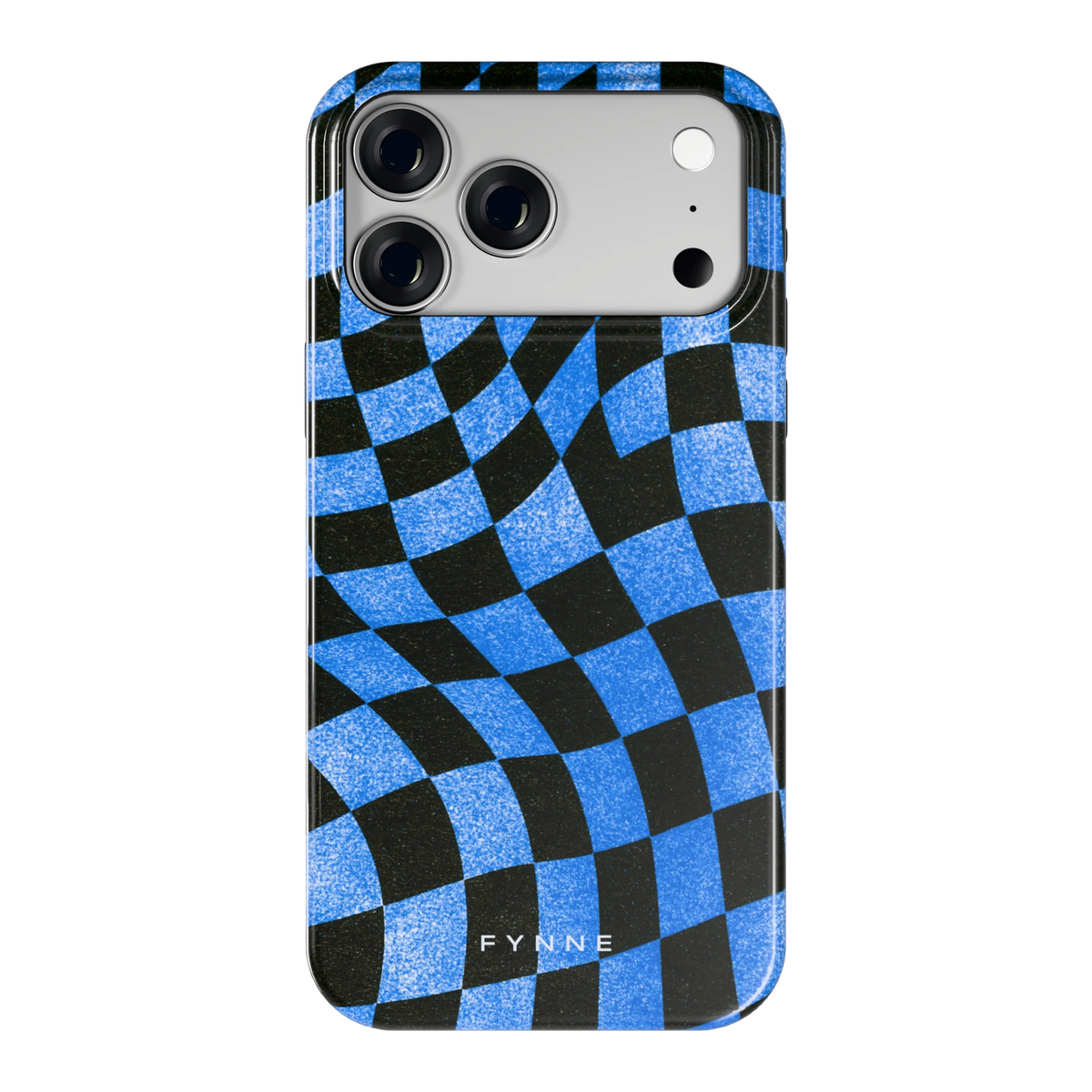 Golvend blauw dambord hoesje voor iPhone 18 Pro Max, achterkant