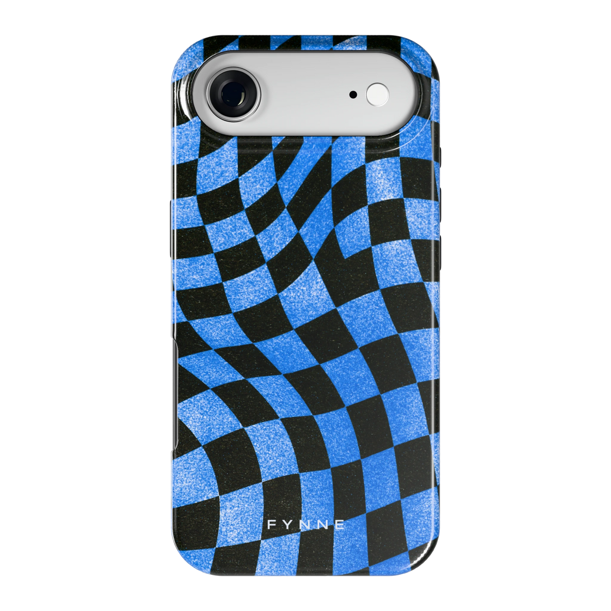 Golvend blauw dambord hoesje voor iPhone Air, achterkant