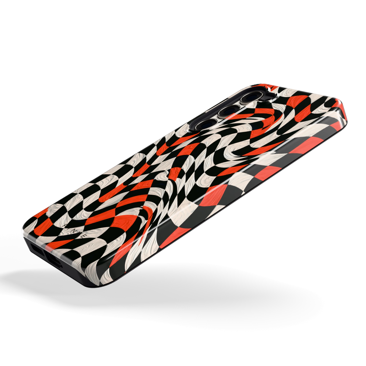Kronkelend dambord hoesje voor Galaxy S23+, schuin